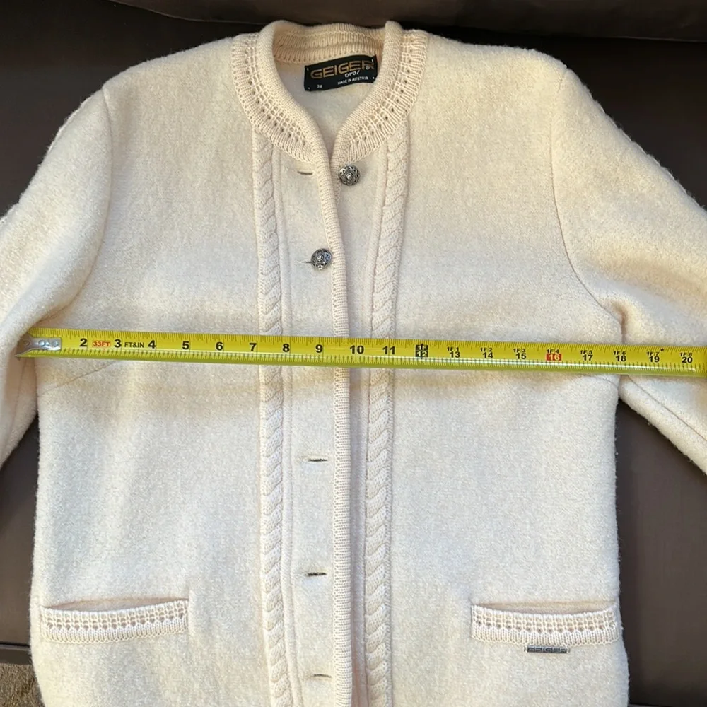🔥HP🔥GEIGER Tyrol boiled Wool Jacket Sz 38 or S/XS, cream / beige - Picture 14 of 16